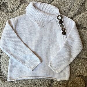 PURE HANDKNIT White Winter 100% Cotton Sweater Size S